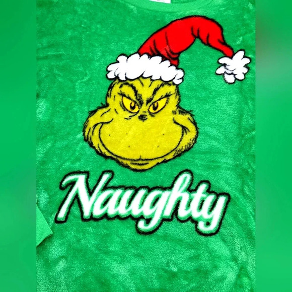 🎄The Grinch Sweater Kid's Green Graphic Unisex Pullover Fleece Top, sz M (7-9) - Picture 3 of 8